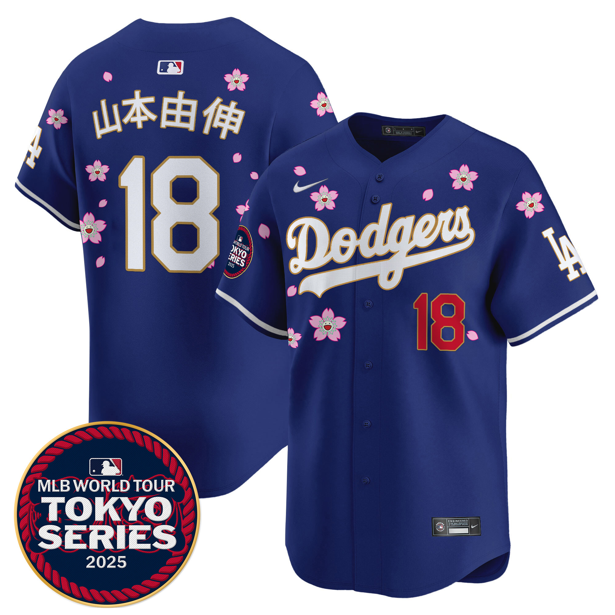 Men Los Angeles Dodgers #18 Yamamoto Tokyo Series  blue Limited Stitched 2025 Jersey style 2